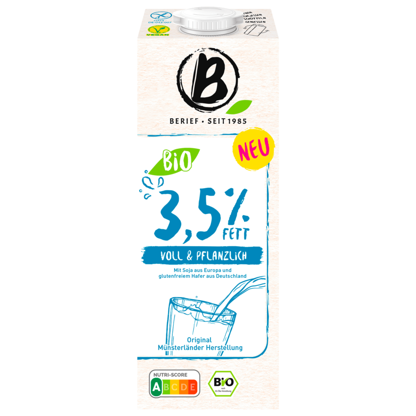 Berief Bio Soja-Haferdrink 3,5% vegan 1l